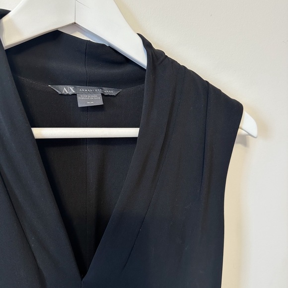 A/X Armani Exchange sleevesless v neck dress in black - Picture 2 of 7